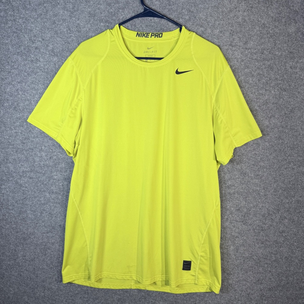 Nike Pro Dri-FIT Fitted Training Top - Men's Activewear T-Shirt Neon‎ Green
